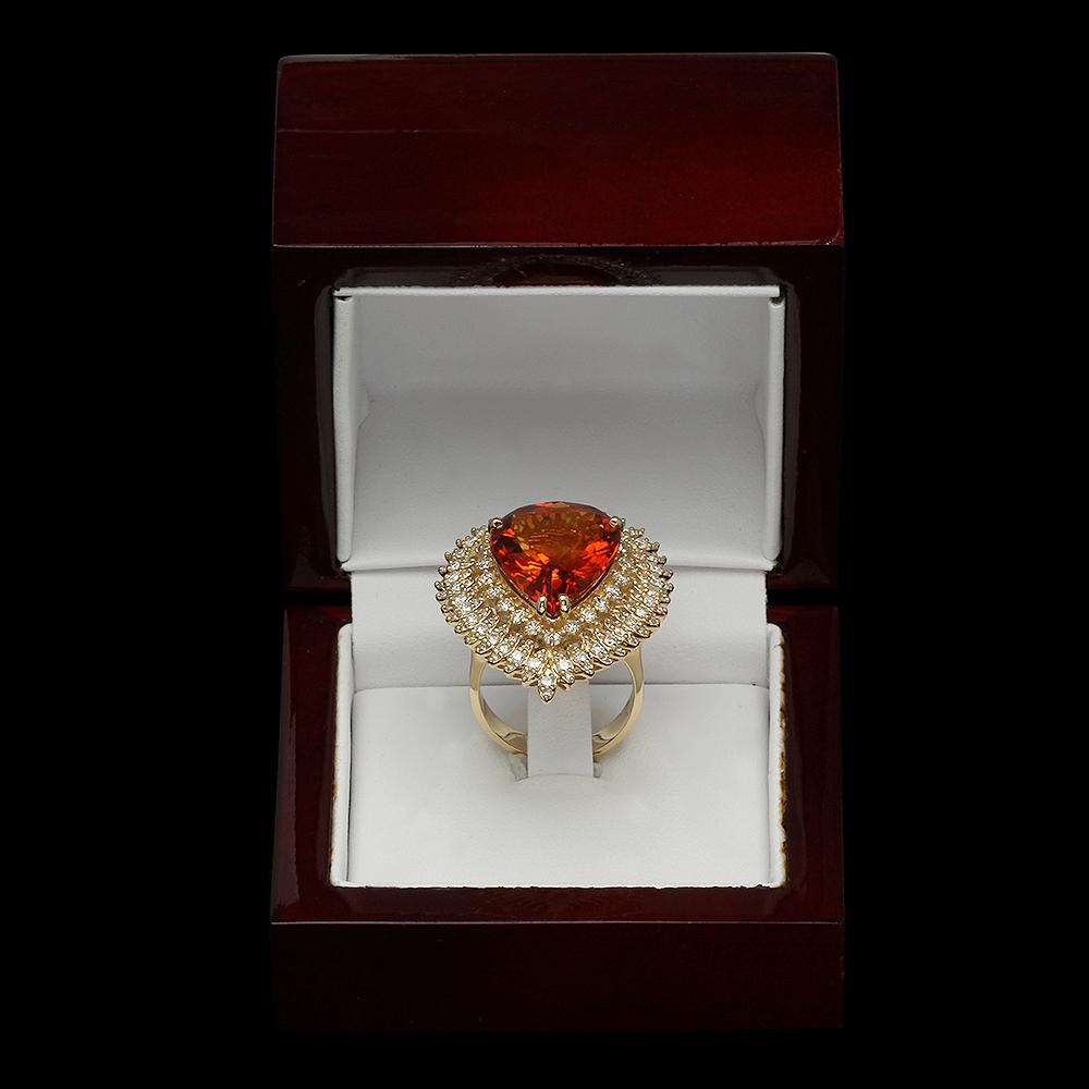 14K YELLOW GOLD 7.00CT CITRINE 3.00CT DIAMOND RING