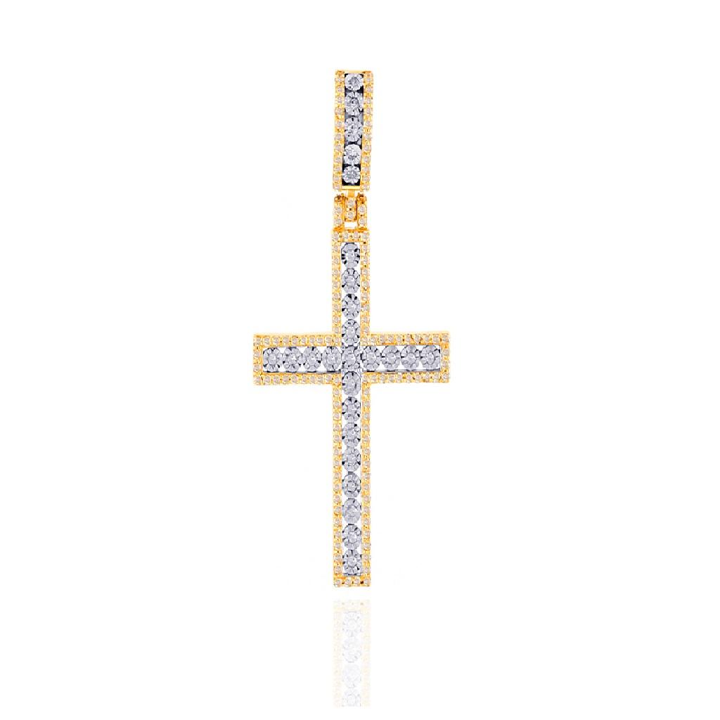 14K YELLOW GOLD 1.15CT DIAMOND CROSS PENDANT