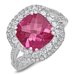 18K WHITE GOLD 1.49CT PINK SAPPHIRE 0.55CT DIAMOND RING