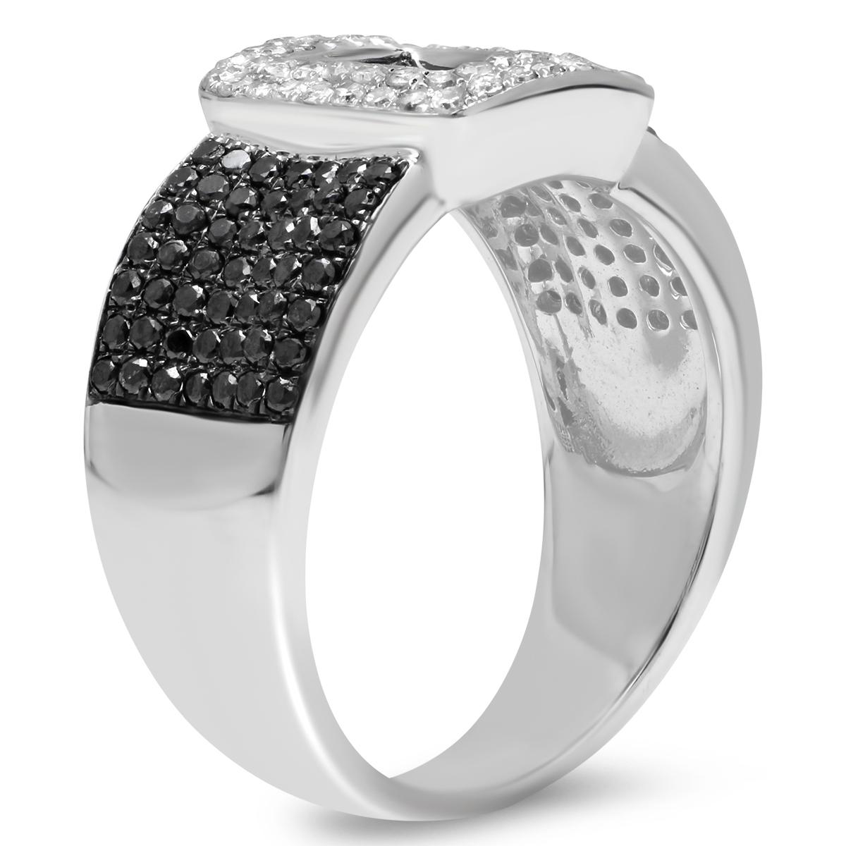 14K WHITE GOLD 1.25CT BLACK & WHITE DIAMOND RING