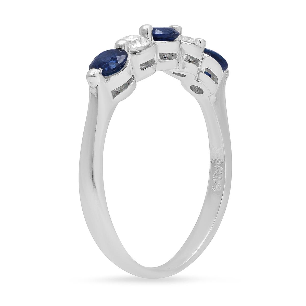 14K WHITE GOLD 0.65CT BLUE SAPPHIRE 0.23CT DIAMOND RING