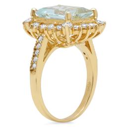 14K YELLOW GOLD 4.00CT AQUAMARINE 1.05CT DIAMOND RING