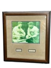 Babe Ruth Lou Gehrig cut signature autograph framed