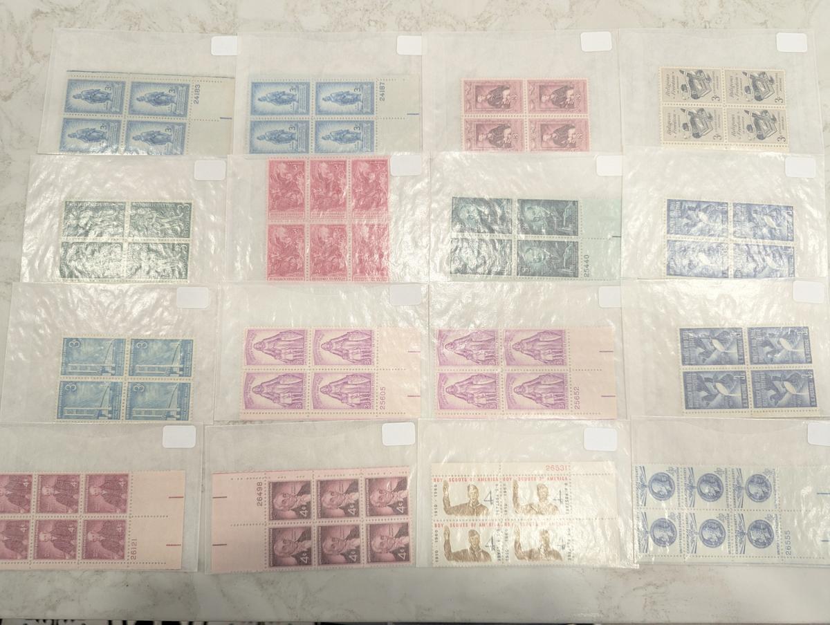 Blocks of Uncirculated vintage US stamps