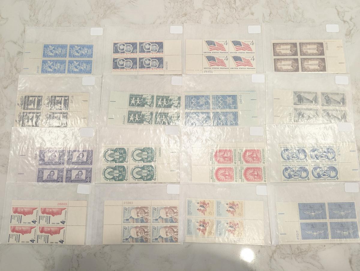 Blocks of Uncirculated vintage US stamps