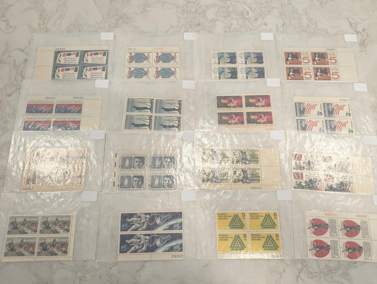 Blocks of Uncirculated vintage US stamps