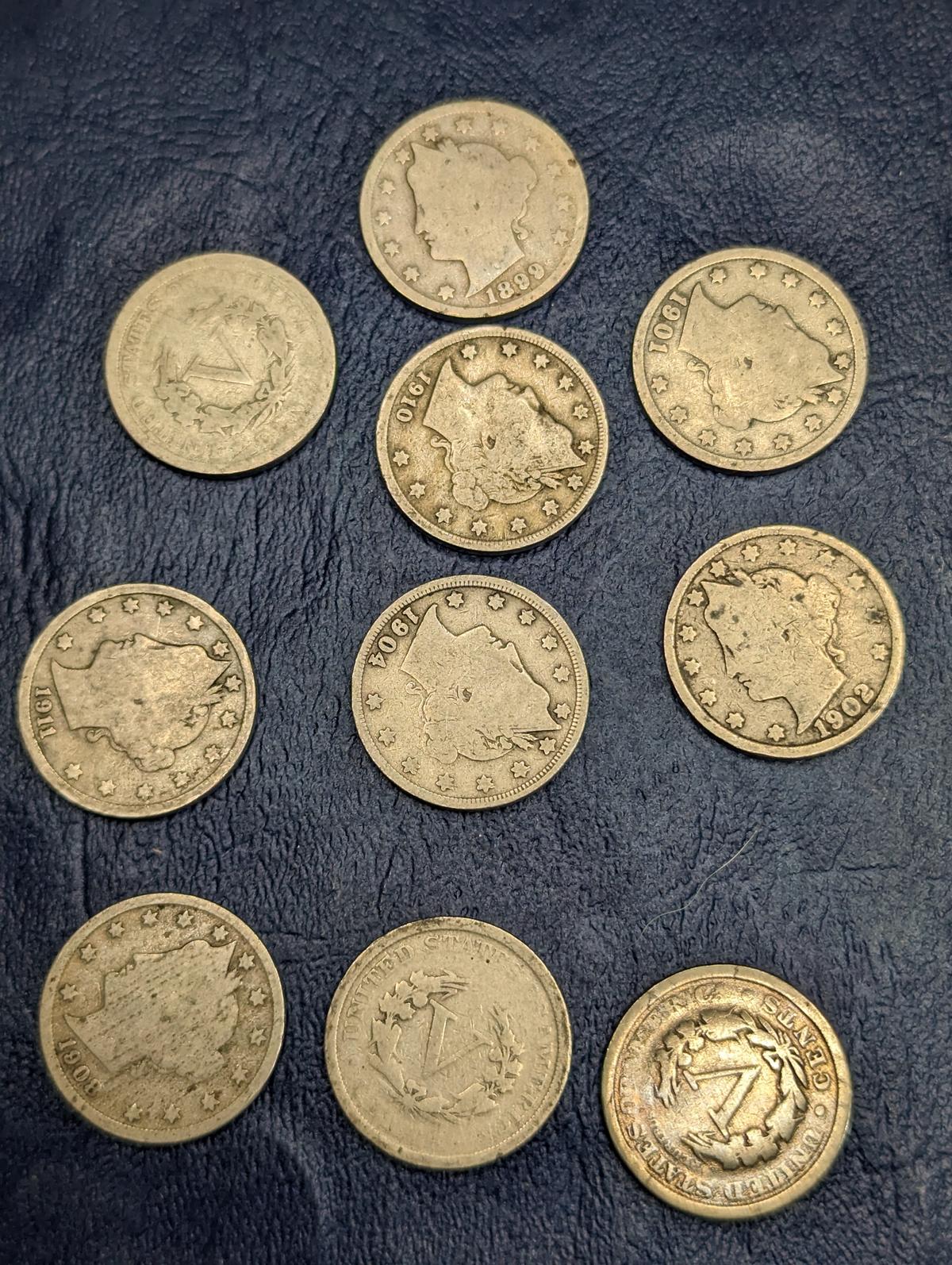 Assorted Liberty V Nickel coins