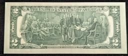 1976 $2 Dollar Bill Cancelled U.S. Postage Stamp 1776-1976 Bicentennial Note