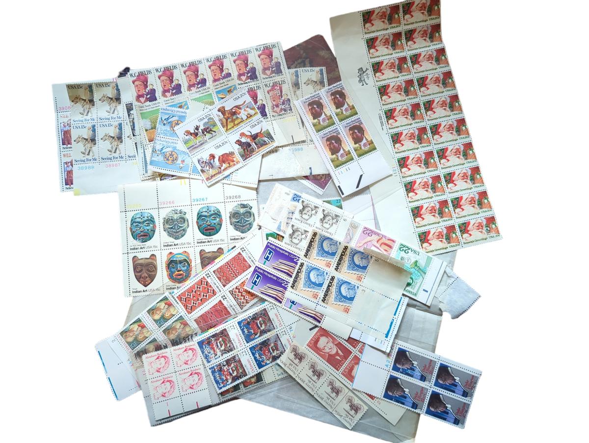 Assorted blocks of US stamps