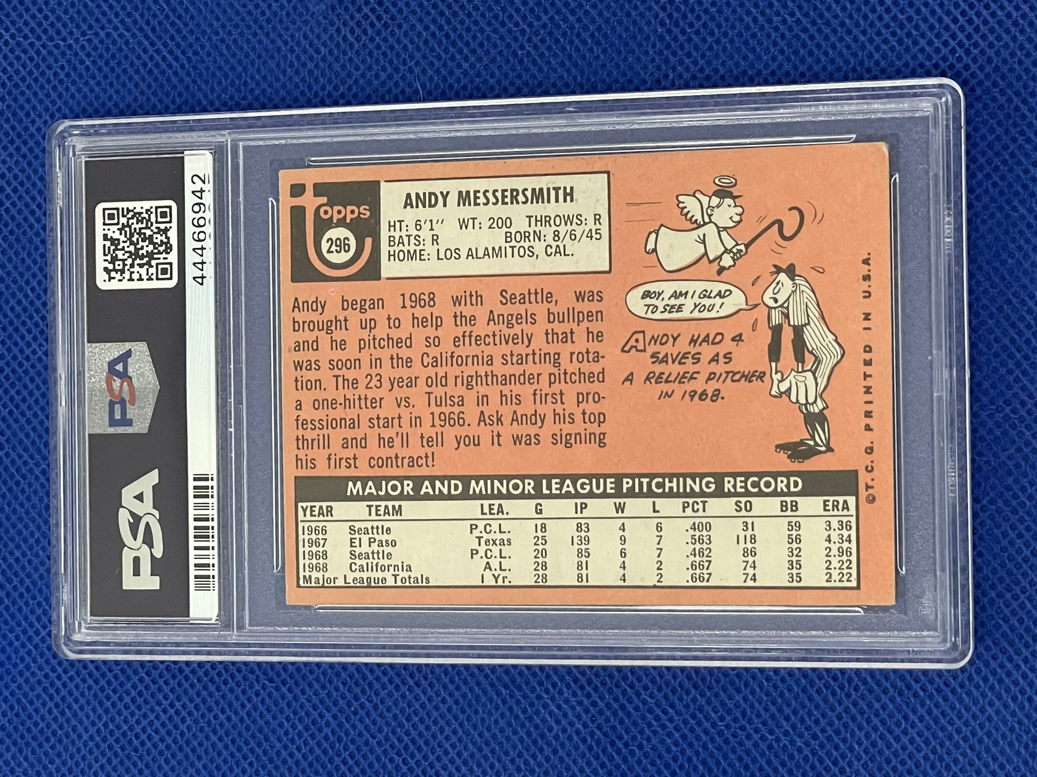 Andy Messersmith 1969 Topps PSA 4