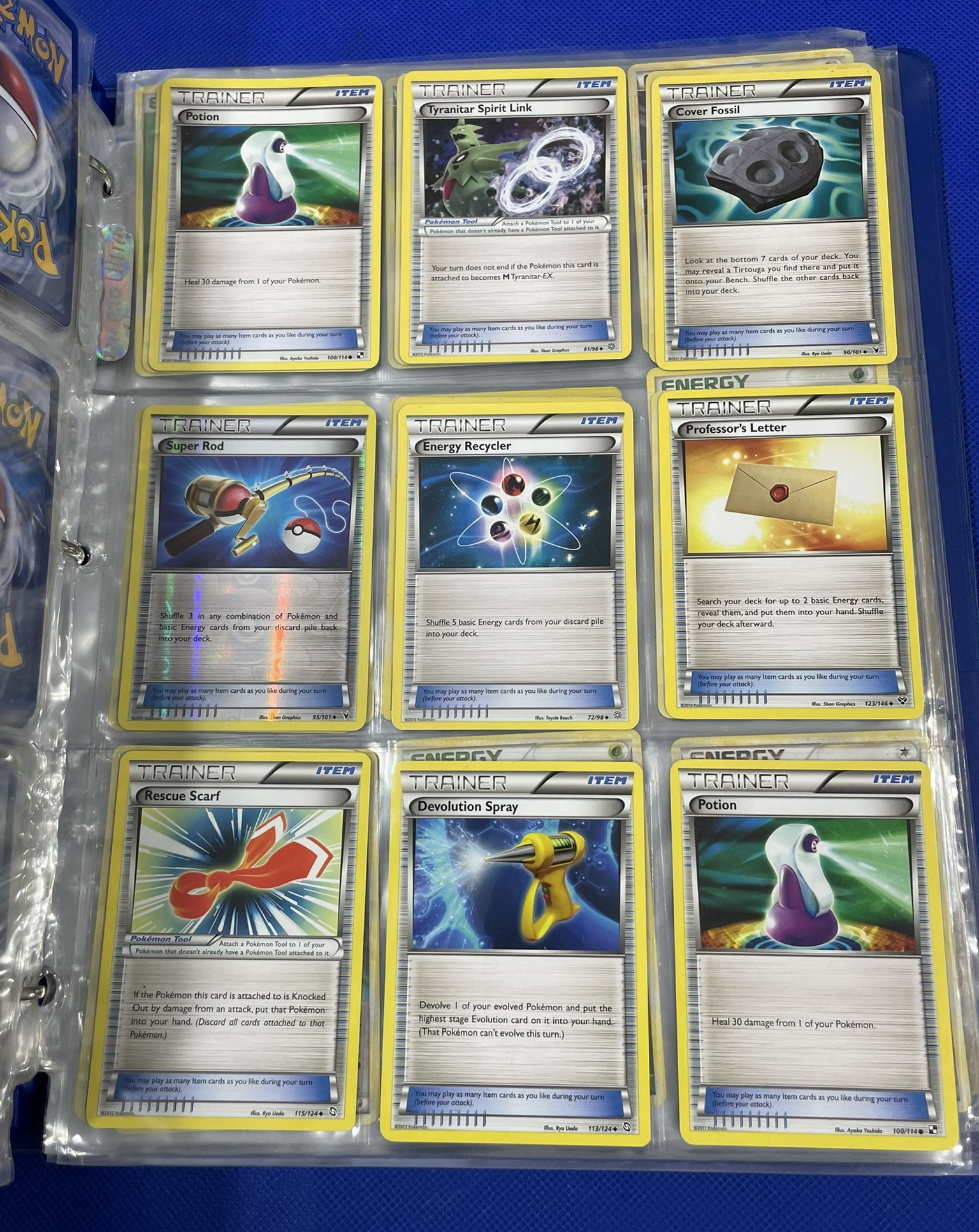 PokŽmon cards in binder