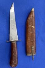 Large knife with wood handle