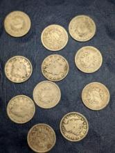 Assorted Liberty V Nickel coins