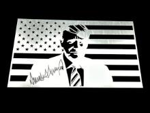 Donald Trump signature metal american flag cutout