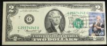 1976 $2 Dollar Bill Cancelled U.S. Postage Stamp 1776-1976 Bicentennial Note