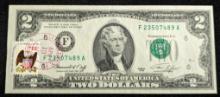 1976 $2 Dollar Bill Cancelled U.S. Postage Stamp 1776-1976 Bicentennial Note