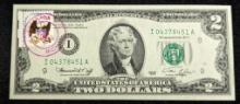 1976 $2 Dollar Bill Cancelled U.S. Postage Stamp 1776-1976 Bicentennial Note