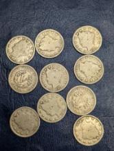 Assorted Liberty V Nickel coins