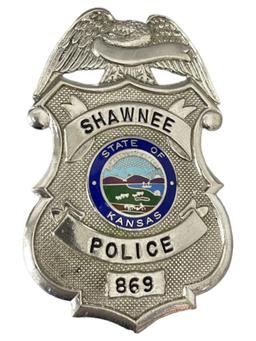 SHAWNEE KANSAS OBSOLETE POLICE BADGE BLACKINTON MAKER MARKED