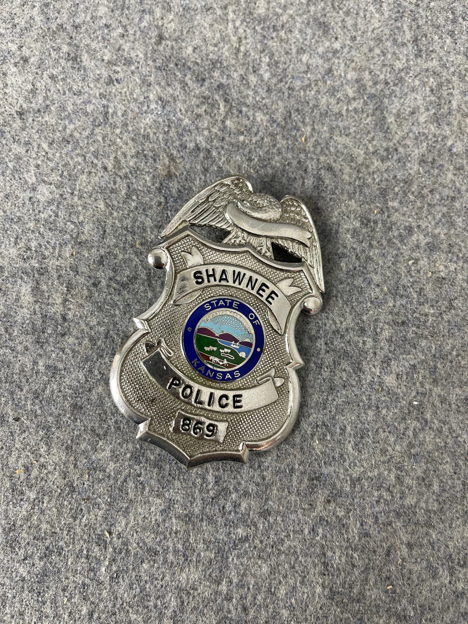 SHAWNEE KANSAS OBSOLETE POLICE BADGE BLACKINTON MAKER MARKED