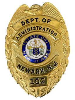 VINTAGE OBSOLETE DEPT OF ADMINISTRATION NEWARK NJ POLICE BADGE