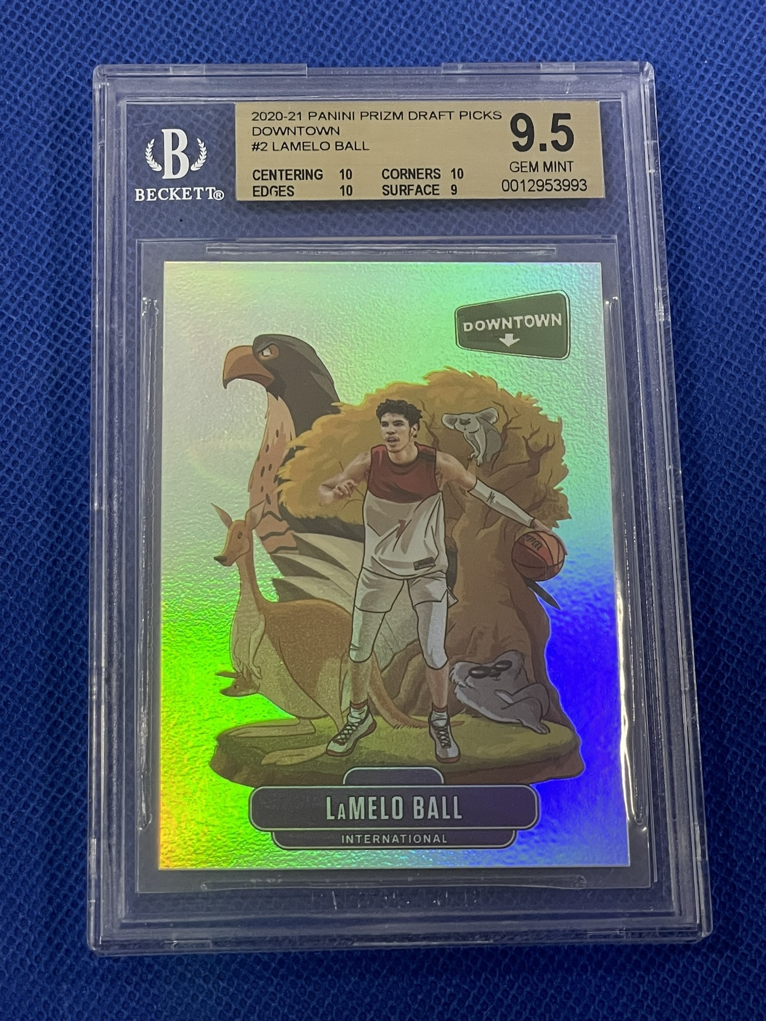 Rare LaMelo Ball rookie Downtown Prism Draft Pick