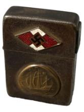 WW2 WWII THEATRE MADE TRENCH ART LIGHTER ENAMEL PIN COIN