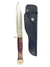 Buck knife w/custom handle & leather case