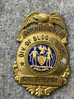 VINTAGE OBSOLETE POLICE BADGE COMMISSIONER DIV OF BLDG & HSG