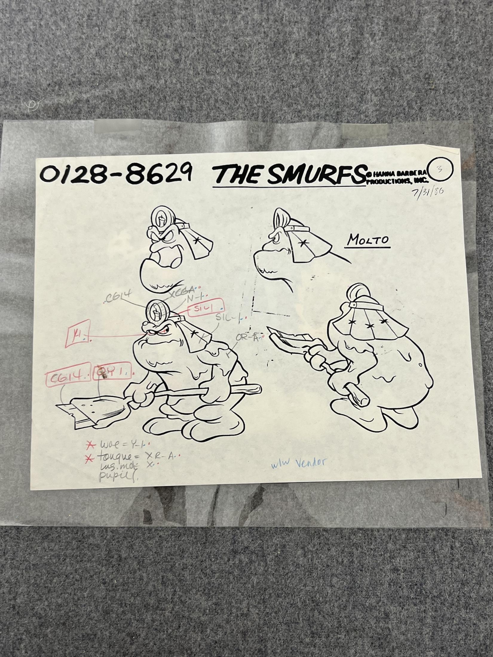 The Smurfs Original Animation Production Cel Cartoon Hanna-Barbera Vintage Rare