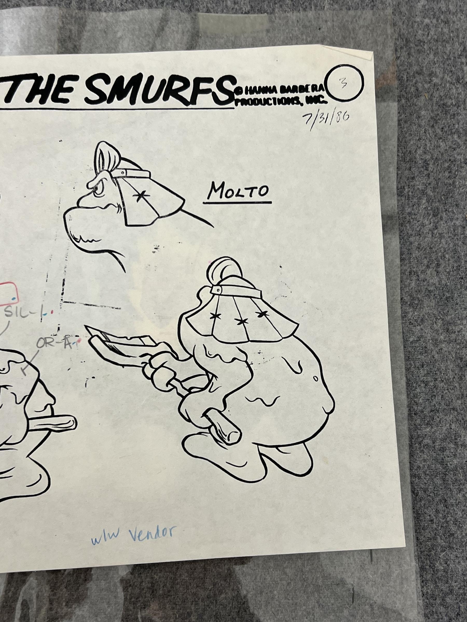 The Smurfs Original Animation Production Cel Cartoon Hanna-Barbera Vintage Rare