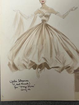 VINTAGE SKETCH ART COSTUME DESIGN DRAWING PRODUCTION BY BOB ROBERT CARLTON SIZE 11 1/2 X 14 1/11