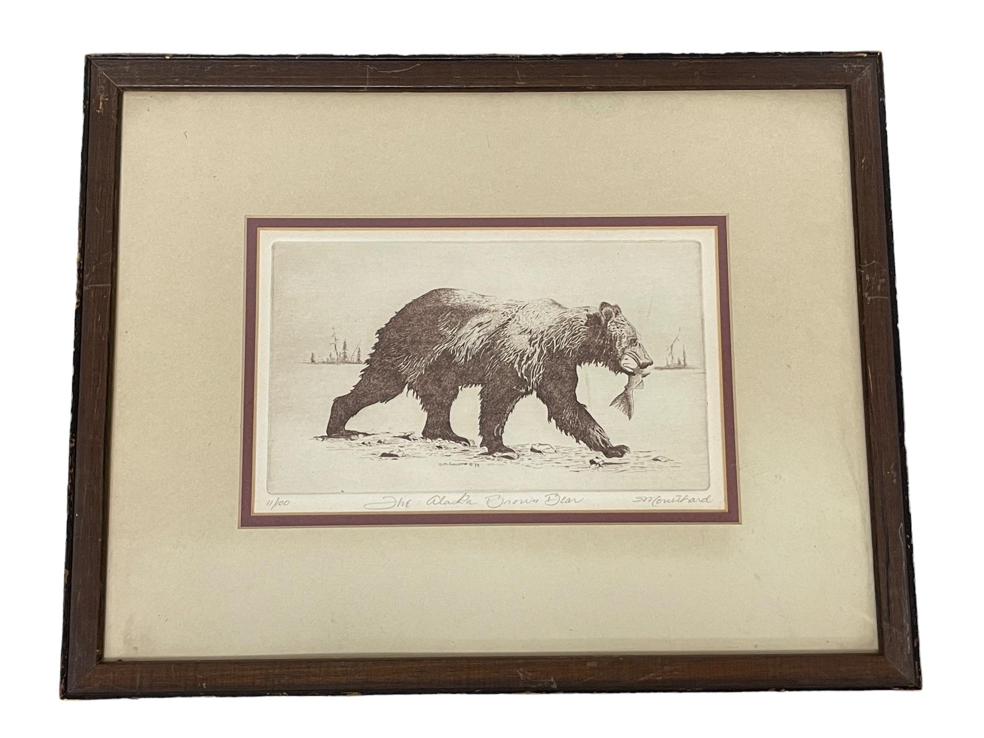 S.M. Coulthard 1973 "The Alaska Brown Bear" Etching AP 11/100 W/ COA