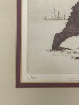 S.M. Coulthard 1973 "The Alaska Brown Bear" Etching AP 11/100 W/ COA