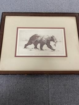 S.M. Coulthard 1973 "The Alaska Brown Bear" Etching AP 11/100 W/ COA