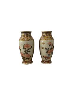 Pair of Small Japanese Sasuma Porcelain Vases