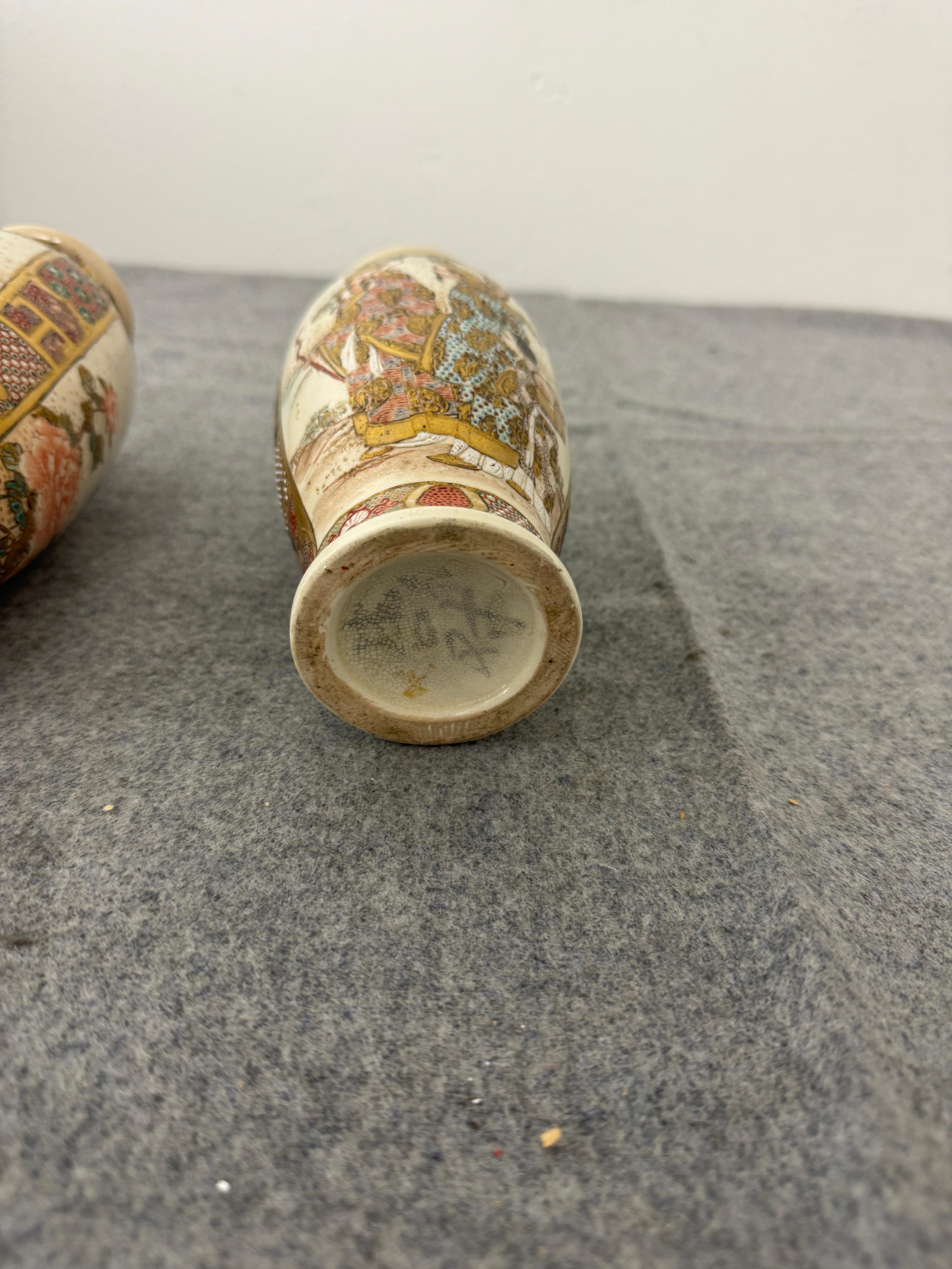 Pair of Small Japanese Sasuma Porcelain Vases