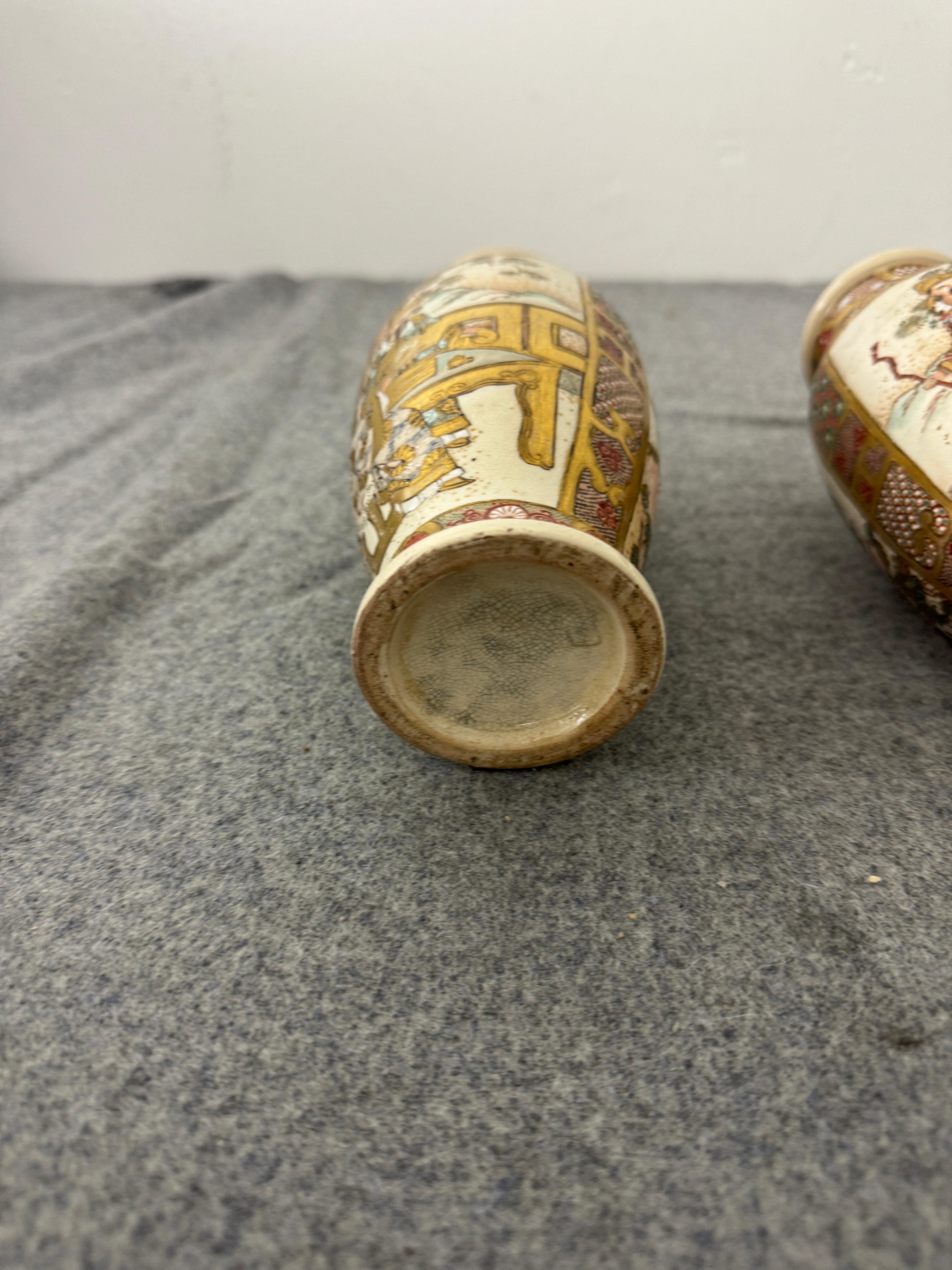 Pair of Small Japanese Sasuma Porcelain Vases