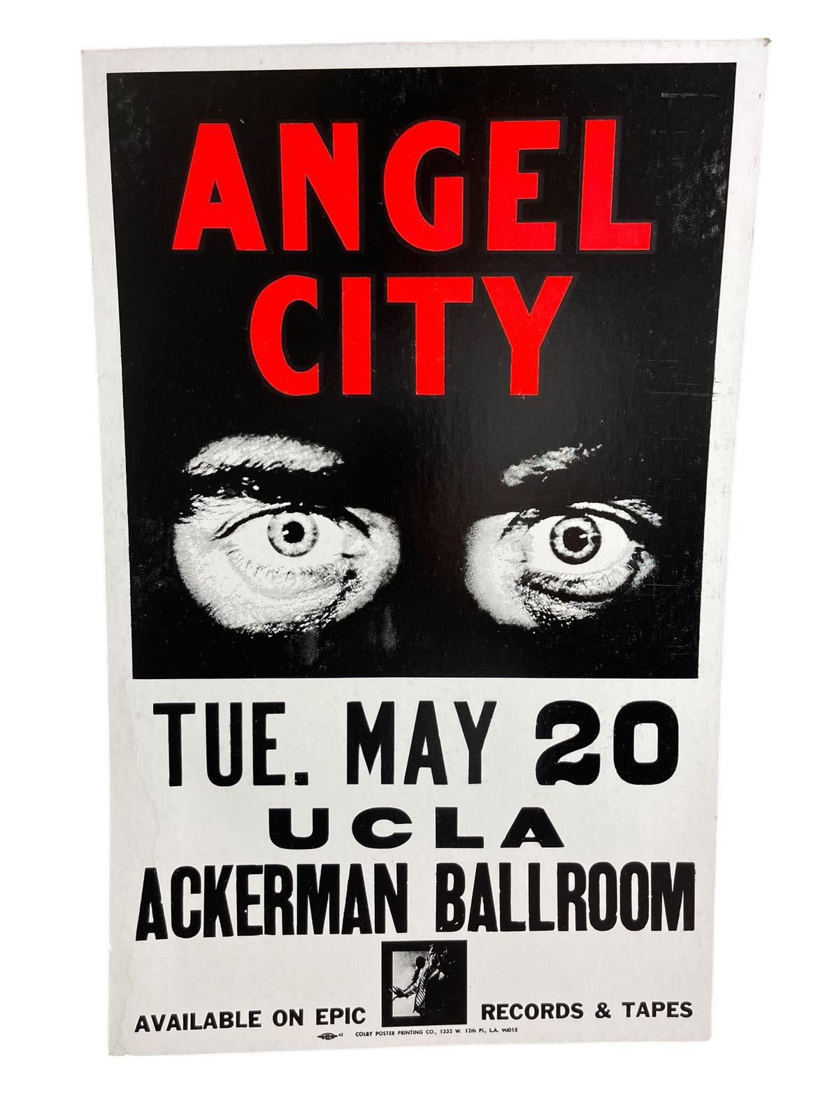 Vintage Angel City Epic Records Ackerman Ballroom Concert Poster on Cardboard