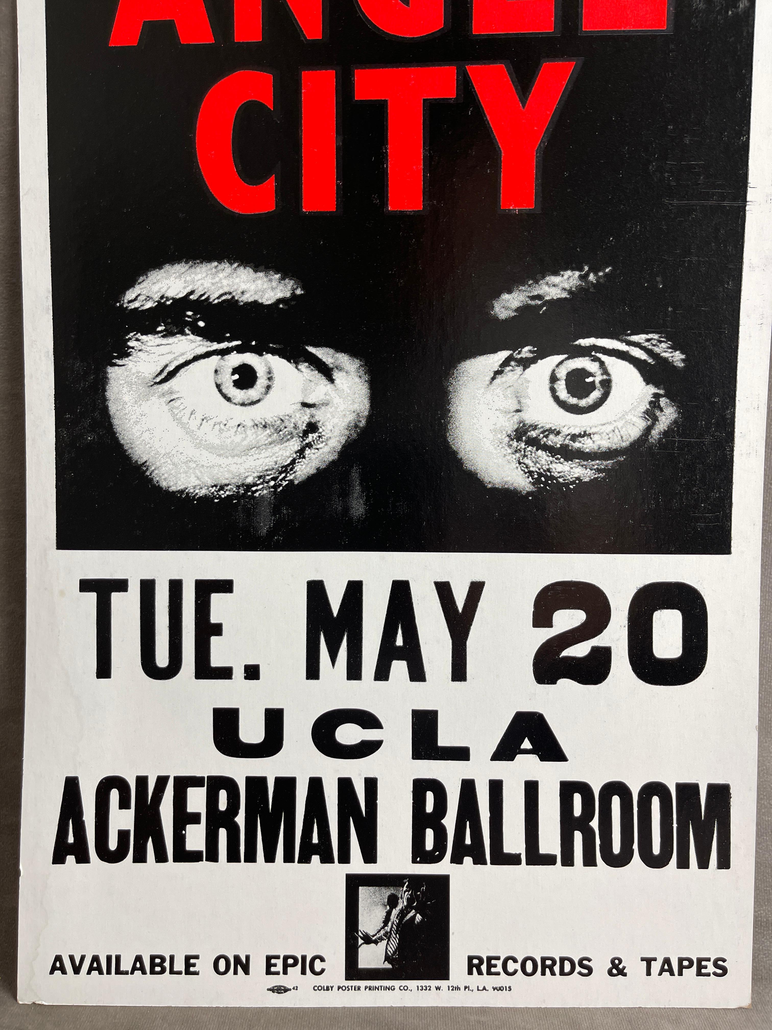 Vintage Angel City Epic Records Ackerman Ballroom Concert Poster on Cardboard