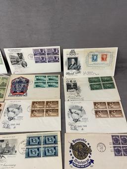 Vintage First Day Issue Envelope with Stamp Collection Lot