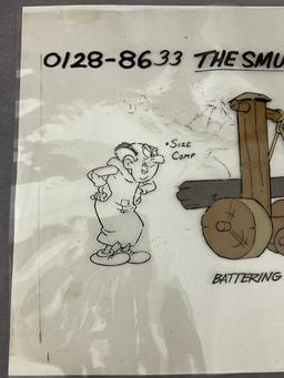 The Smurfs Original Animation Production Cel Cartoon Hanna-Barbera Vintage Rare