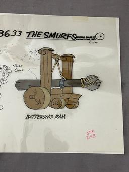 The Smurfs Original Animation Production Cel Cartoon Hanna-Barbera Vintage Rare