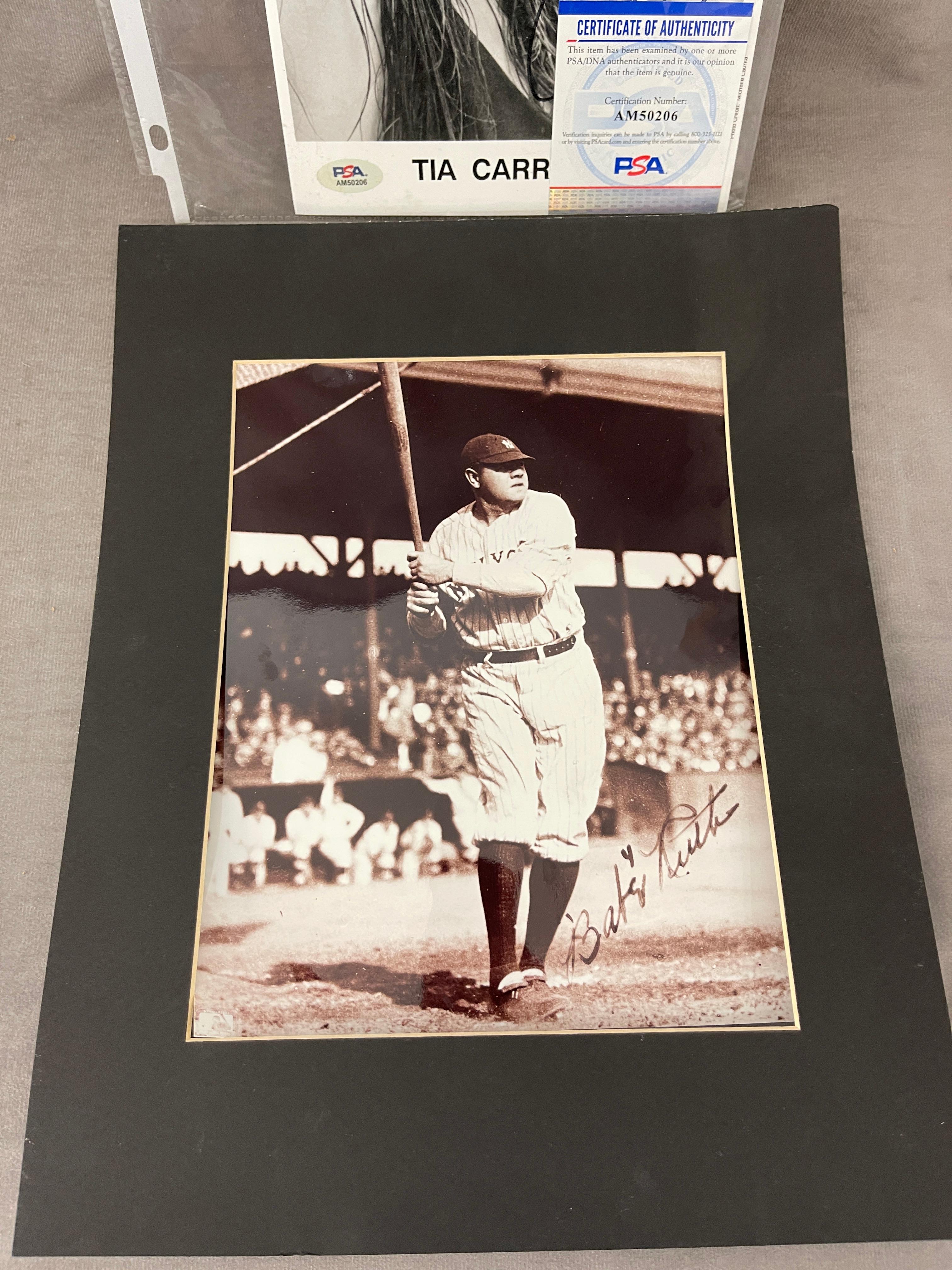 Babe Ruth, TIa Carrera Autographed Print and Other Signed Photo