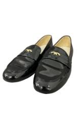 Chanel Mocassins Loafer Black W Size 37.5