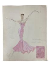 Vintage Sketch Art Costume Design Drawing Production By Bob Robert Carlton Size 11 1/2"x14 1/2"