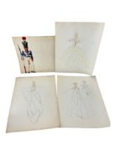 Vintage Sketch Art Costume Design Drawing Production By Bob Robert Carlton Size 17 1/2"x13"