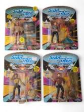 Four vintage Playmates Star Trek TNG action figures