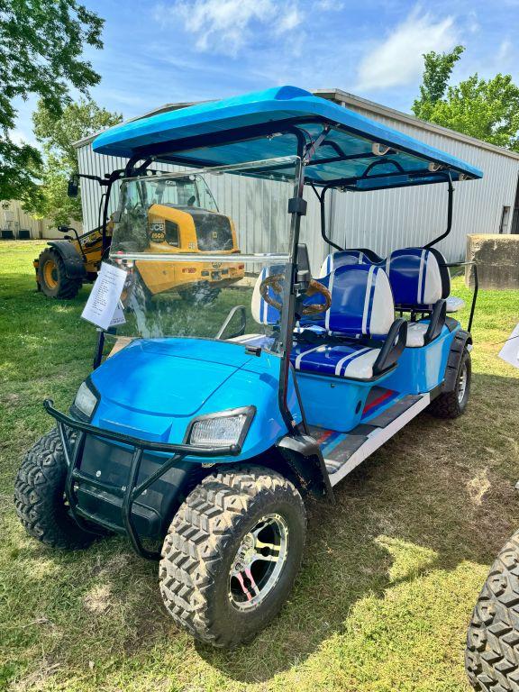 Blue 6-seater golf cart