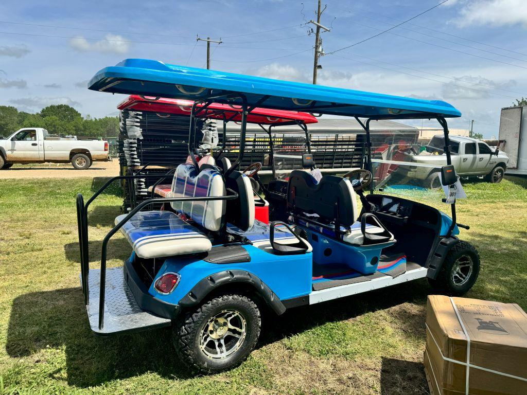 Blue 6-seater golf cart